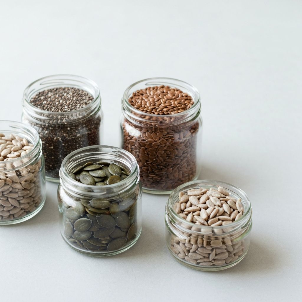 Verschiedene Samen in Gläsern