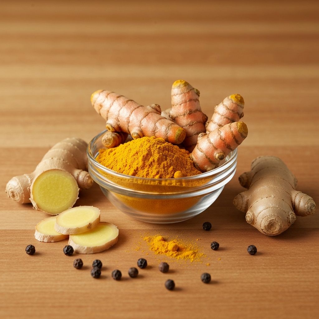 Frische Kurkuma und schwarzer Pfeffer